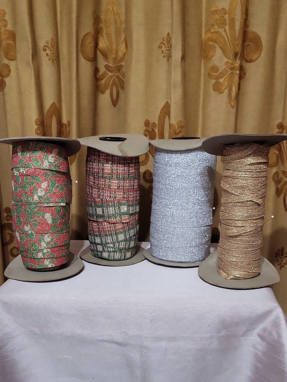 Vtg Holiday Fabric Ribbon Lot